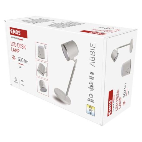 EMOS Abbie LED asztali lámpa, újratölthető, fehér