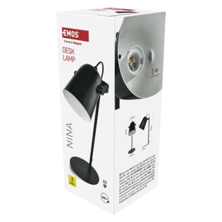 EMOS Nina asztali lámpa E27 IP20, fekete