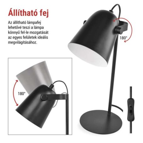 EMOS Nina asztali lámpa E27 IP20, fekete