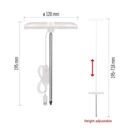 LED növénynevelő lámpa, teljes spektrum, 39 LED, beltéri, időzítővel, dimmelhető