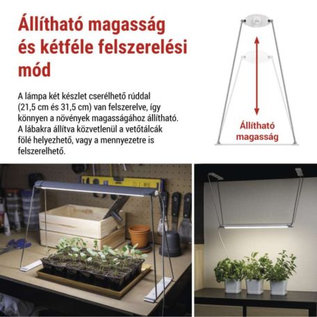 LED növénynevelő lámpa palántaneveléshez, teljes spektrum, 28 LED, időzítővel