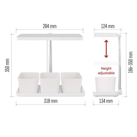 LED növénynevelő lámpa, teljes spektrum, 30 LED, beltéri, időzítővel, dimmelhető