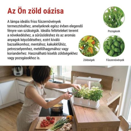 LED növénynevelő lámpa, teljes spektrum, 30 LED, beltéri, időzítővel, dimmelhető