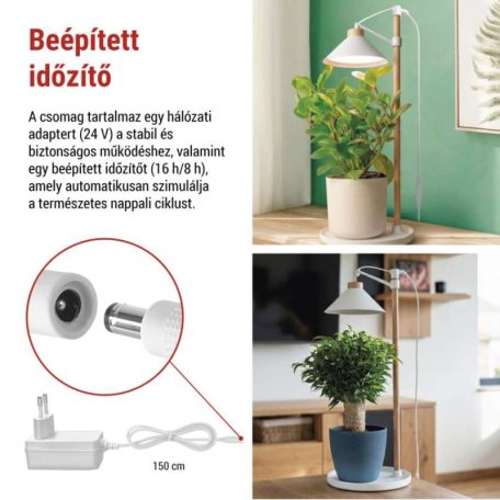 LED növénynevelő lámpa, teljes spektrum, 21 LED, beltéri, időzítővel