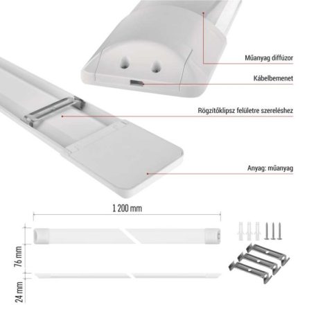 LED lineáris lámpatest MINO 40W, semleges fehér