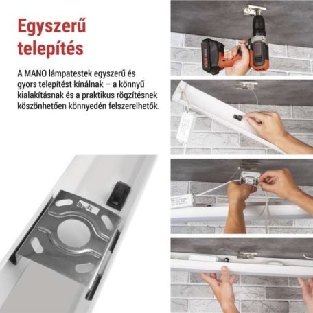 LED lineáris lámpatest MANO 20W, semleges fehér