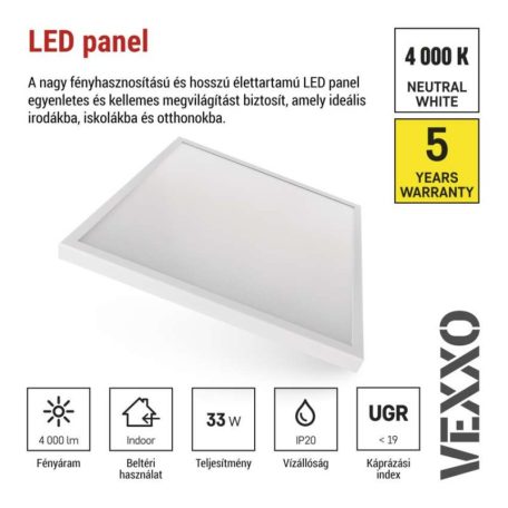 EMOS LED panel VEXXO Kapcsolódó beépíthető 33W 4000lm IP20 UGR term. fehér