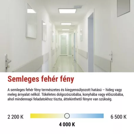 LED panel VEXXO 60 × 60 cm / 37 mm, 33 W, 4100 lm, falon kívüli, semleges fehér, IP20 UGR