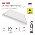LED panel BAXXO 60 × 60 cm / 50 mm, 36 W, 4320 lm, falon kívüli, semleges fehér, IP20