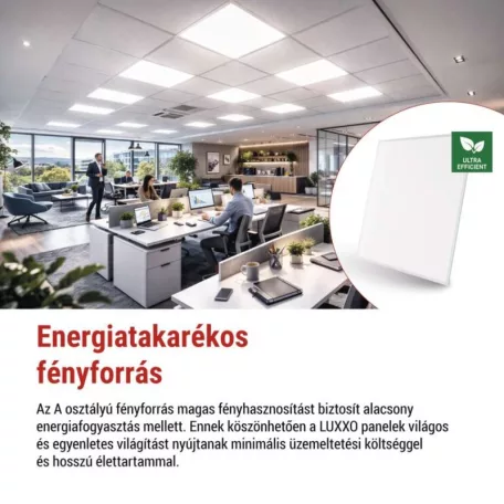 LED panel LUXXO 60 × 60 cm / 32 mm, 22 W, 4000 lm, süllyesztett, semleges fehér, IP20