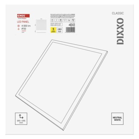 LED panel DIXXO beépíthető 36W 4000lm természetes fehér