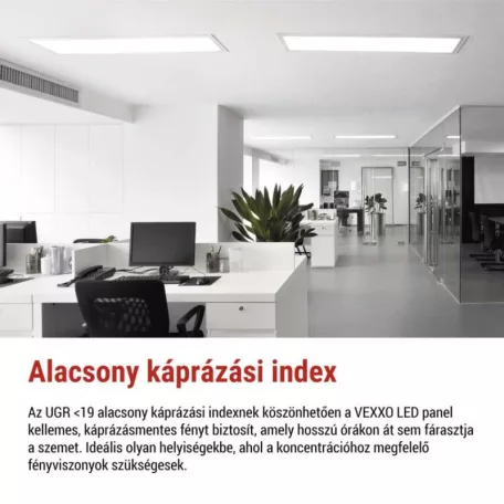 LED panel VEXXO 30 × 120 cm / 37 mm, 33 W, 4100 lm, falon kívüli, semleges fehér, IP20 UGR