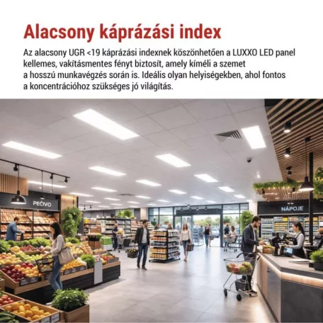 LED panel LUXXO 30 × 120 cm / 32 mm, 22 W, 3800 lm, sülly., semleges fehér, UGR<19, IP20