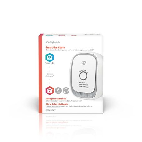 SmartLife Gázérzékelő | Zigbee 3.0 | Hálózati Áramellátás | Érzékelő élettartama: 5 év | EN 50194-1:2009 | Android™ / IOS | Teszt gombbal | 75 dB | Fehér