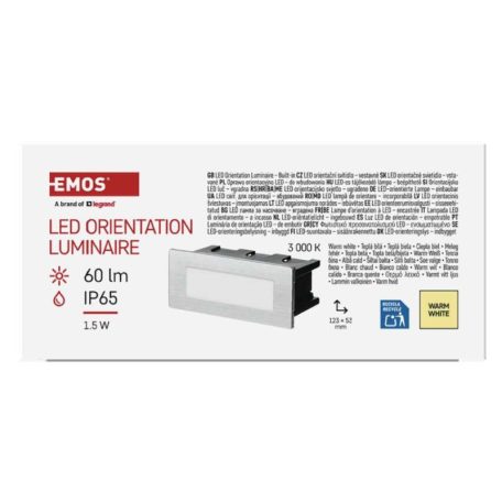 EMOS LED irányfény beépíthető AMAL, téglalap, 1.5W IP65 meleg fehér