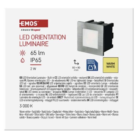 EMOS LED irányfény beépíthető AMAL, négyzet 2W IP65 meleg fehér