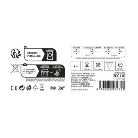 EMOS LED irányfény beépíthető AMAL, négyzet 2W IP65 természetes fehér