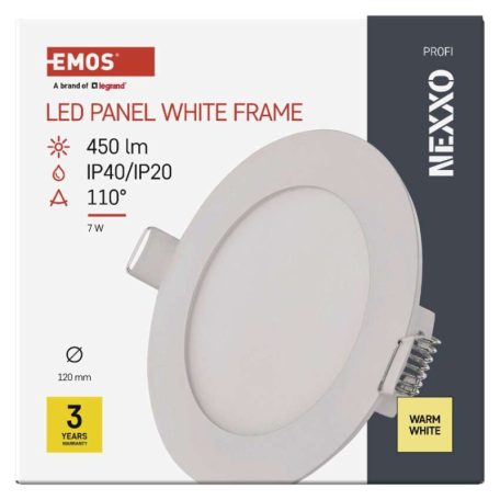 LED süllyesztett lámpatest NEXXO, kerek, fehér, 7W, meleg fehér