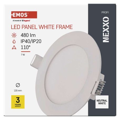 LED süllyesztett lámpatest NEXXO, kerek, fehér, 7W, természetes fehér
