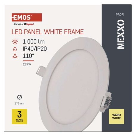 LED süllyesztett lámpatest NEXXO, kerek, fehér, 12W, meleg fehér