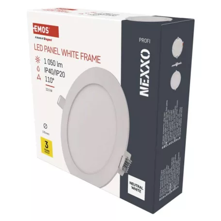 LED süllyesztett lámpatest NEXXO, kerek, fehér, 12,5W, természetes fehér