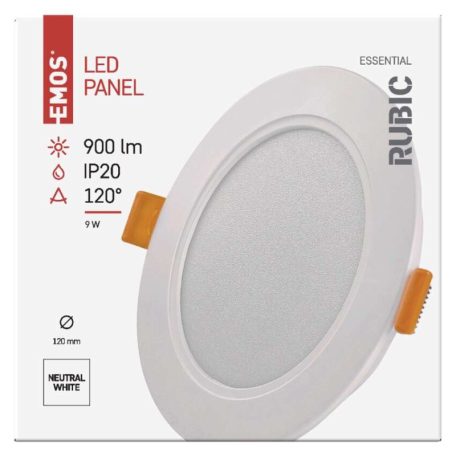 LED süllyesztett lámpatest RUBIC, kerek, fehér, 9W, természetes fehér