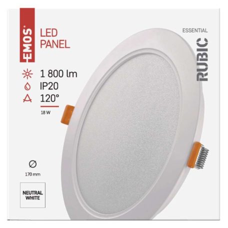 LED süllyesztett lámpatest RUBIC, kerek, fehér, 18W, természetes fehér
