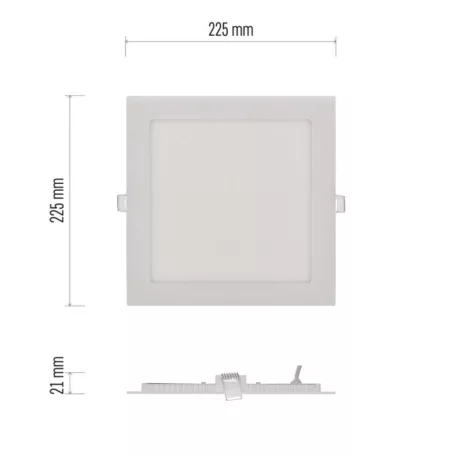 LED süllyesztett lámpatest NEXXO, négyzet, fehér, 18W, meleg fehér