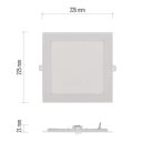 LED süllyesztett lámpatest NEXXO, négyzet, fehér, 18W, természetes fehér