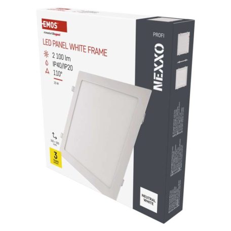 LED süllyesztett lámpatest NEXXO, négyzet, fehér, 24W, természetes fehér