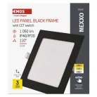 LED süllyesztett lámpatest NEXXO, négyzet, fekete, 12W, CCT