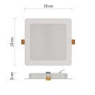 LED süllyesztett lámpatest RUBIC, négyzet, fehér, 18W, természetes fehér