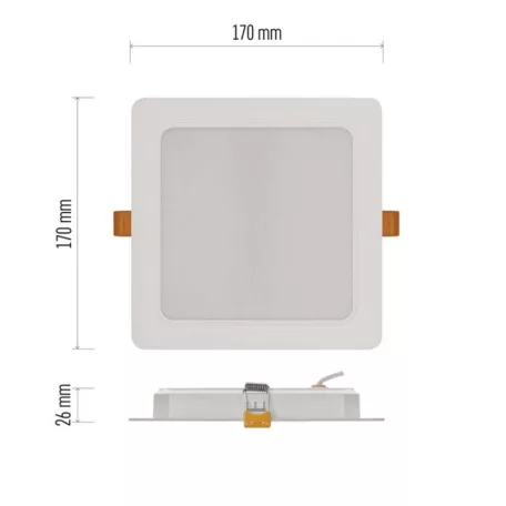LED süllyesztett lámpatest RUBIC, négyzet, fehér, 18W, természetes fehér