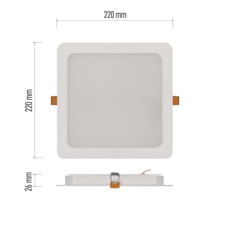 LED süllyesztett lámpatest RUBIC, négyzet, fehér, 24W, természetes fehér