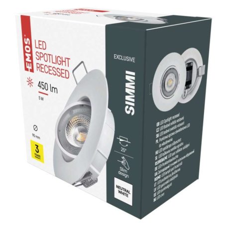 EMOS SIMMI LED spotlámpa 5W 450lm IP20 term. fehér