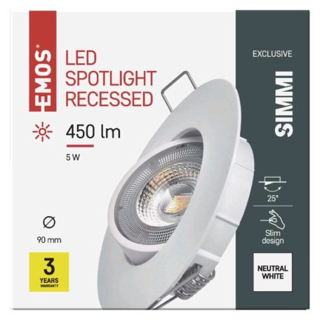EMOS SIMMI LED spotlámpa 5W 450lm IP20 term. fehér