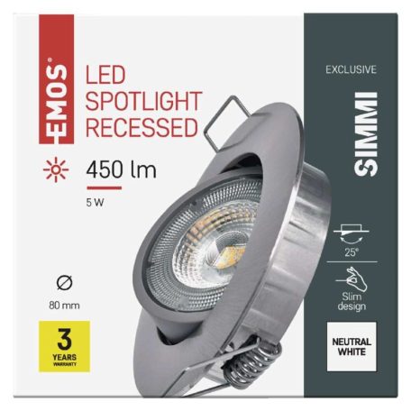 EMOS SIMMI LED spotlámpa 5W 450lm IP20 term. fehér