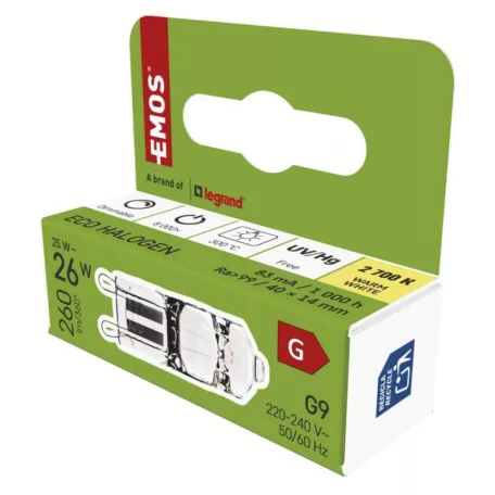 EMOS halogén izzó JC G9 25W 260lm