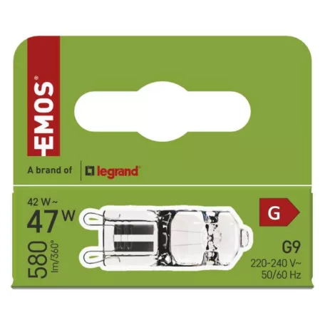 EMOS halogén izzó JC G9 42W 260lm