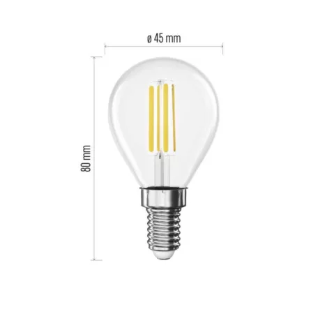 LED izzó Filament Mini Globe A CLASS / E14 / 3,8 W (60 W) / 806 lm / meleg fehér