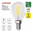 LED izzó Filament Mini Globe  A CLASS/ E14 / 3,8 W (60 W) / 806 lm / Természetes fehér