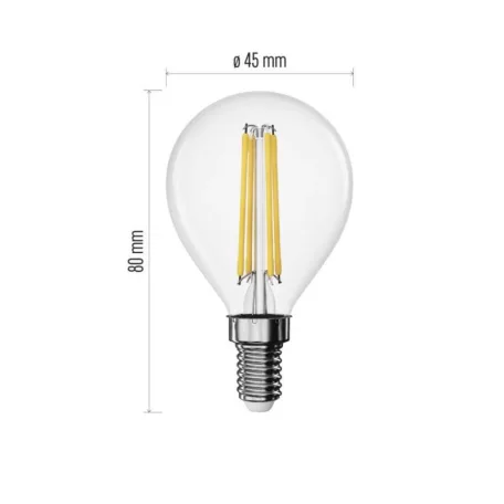 LED izzó Filament Mini Globe / E14 / 3,4 W (40 W) / 470 lm / Meleg fehér