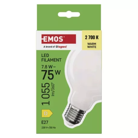 LED izzó Filament G95 / E27 / 7,8 W (75 W) / 1055 lm / Meleg fehér