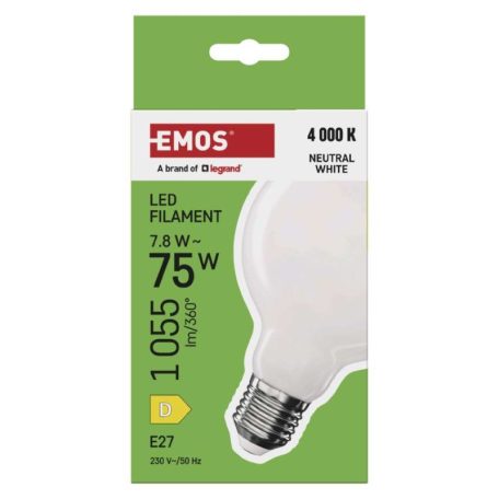 LED izzó Filament G95 / E27 / 7,8 W (75 W) / 1055 lm / Természetes fehér