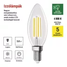 LED izzó Filament gyertya A CLASS/ E14 / 3,8 W (60 W) / 806 lm / természetes fehér