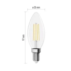   LED izzó Filament gyertya / E14 / 3,4 W (40 W) / 470 lm / Meleg fehér