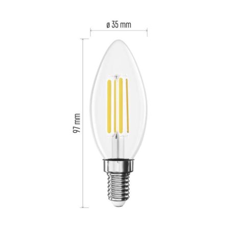 LED izzó Filament gyertya / E14 / 7 W (75 W) / 1055 lm / természetes fehér