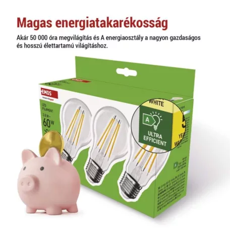 LED izzó Filament A60 A CLASS/ E27 / 3,8 W (60 W) / 806 lm / meleg fehér