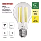 LED izzó Filament A60 A CLASS / E27 / 7,2 W (100 W) / 1521 lm / meleg fehér