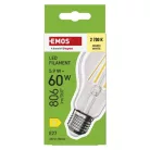 LED izzó Filament A60 / E27 / 5,9 W (60 W) / 806 lm / Meleg fehér